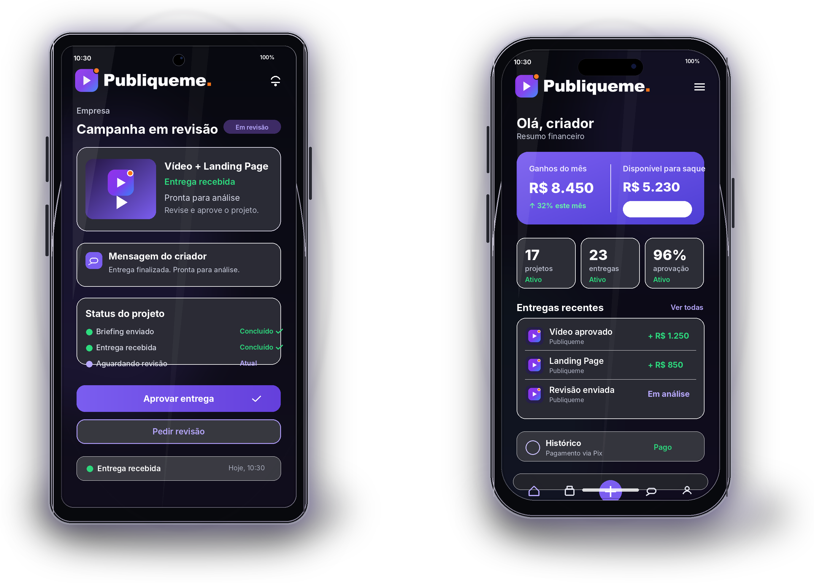 Aplicativos oficiais da Publiqueme em Android e iPhone